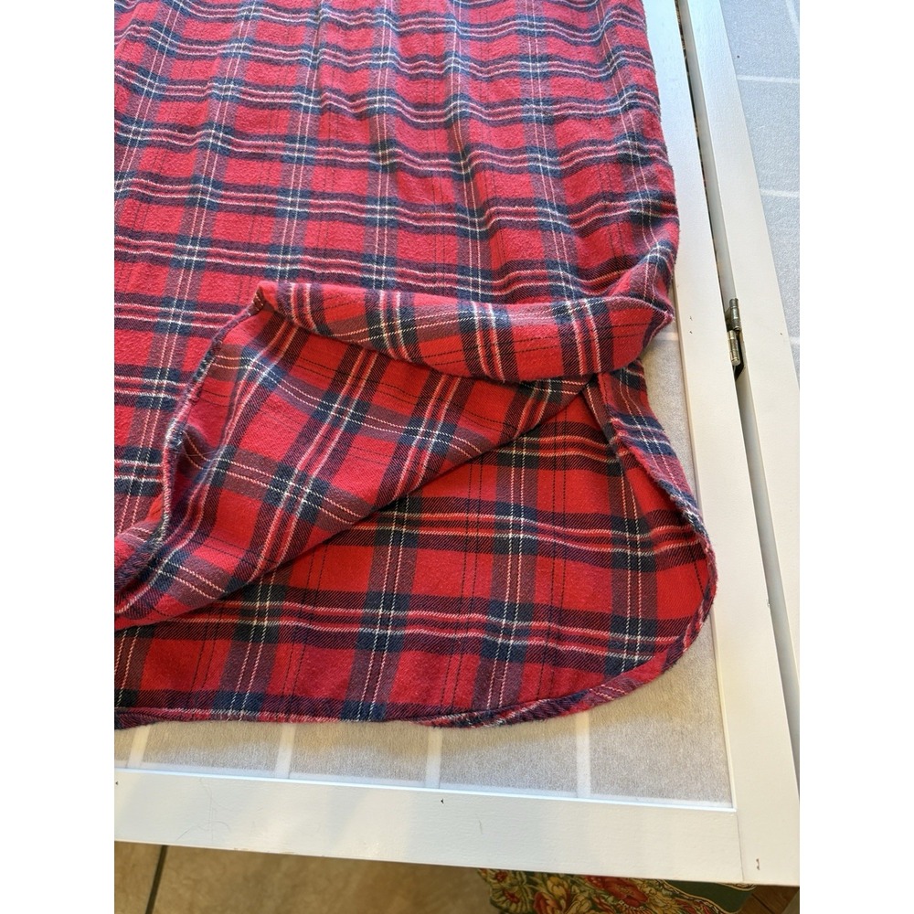 Vtg Grinch Christmas Flannel Night Gown Women Sz M Embroidery Plaid Moomoo Dress - Picture 4 of 7